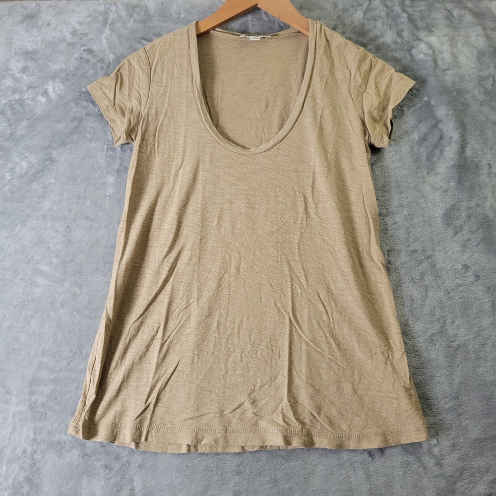 Standard James Perse Tan Scoop Neck Slub Knit Tee Size 0 Neutral Basic T-Shirt